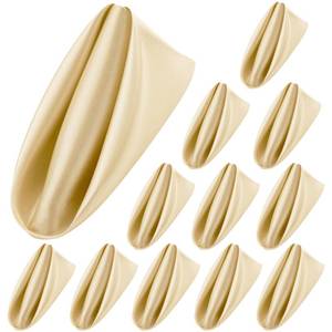 lot 12082 image: Aneco 12 Pieces Satin Napkins Soft Dinner Napkins Square Weddings Table Napkin 17 x 17 Inches for Restaurant Weddings Party Dinner Decoration (Champagne)