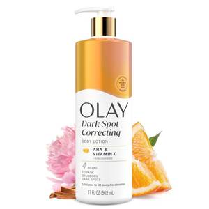 lot 12442 image: Olay Body Lotion for Women, Tone Enhancing with AHA Serum, Visibly Reduce Discolored Skin, 24hr Moisture & Hydration, Fast Absorbing Formula, Vitamin B3 Complex, For All Skin Types, 17 fl oz