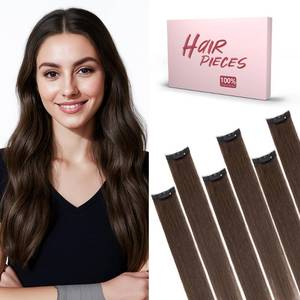 lot 12444 image: SEGO Clip In Short Hair Extensions Real Human Hair Single 6 Pcs Individual Clip Ins Remy Straight Soft Seamless Hairpieces for Women -10 Inch #02R Dark Brown