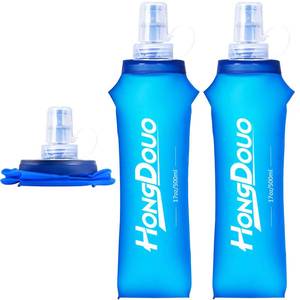 lot 12447 image: Hongdouo 2 Packs Soft Flask, 17oz500ml TPU Collapsible Soft Water Bottle for Hydration Pack, Running Vest, BPA-Free Folding Water Bottles for Hiking Cycling Climbing Running Outdoor Sports