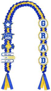 lot 12452 image: Tifeson Graduation Leis Decorations 2026 - Handmade Double Braided Graduation Ribbon Leis with Glitter Pins for Him Her High School College Congrats Grad Gifts Party Supplies (Blue & Gold)
