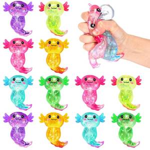 lot 13711 image: Meooeck 12 Pcs Mini Axolotl Stress Relief Balls Stretchy Salamander Fidget Sensory Items for Adults Soothing Office Stress Relief Back to School Birthday Party Favors(Glitter Style,Plastic)
