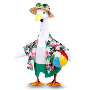 lot 14028 image: Pextian Hawaiian Porch Goose Outfits, 23 Summer Lawn Goose Costume, Goose Clothes for Outdoor Garden Yard Decor