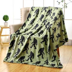 lot 14060 image: Buryeah Bigfoot Blanket Sasquatch Throw Blanket Gifts 50x60,Green,Black