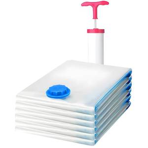 lot 14064 image: SPACE MAX Premium Space Saver Vacuum Storage Bags - Space Saver Bags Jumbo 6 Pack - Save 80% More Storage Space - Reusable, Double Zip Seal & Leak Valve, Includes Travel Hand Pump