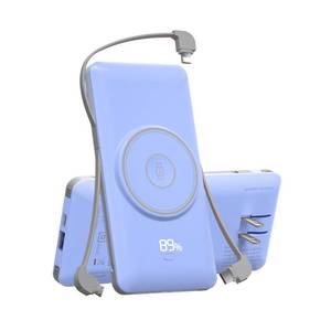 lot 14071 image: LUCKYFELLOW Magnetic 10000mAh Portable Charger for iWatch & iPhone, PD Fast Charging Wireless Power Bank Built-in Cables and Wall Plug, External Travel Battery Pack Compatible with iOS Android Phones