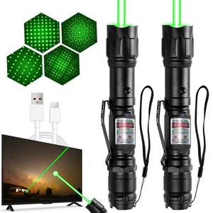 lot 14078 image: 2 Packs Rechargeable Green Laser Pointer High Power Green Beam Light Long Distance Range For TVLEDLCD Screens Tactical Flashlights Presentation OfficeOutdoorsAstronomicConstruction 005