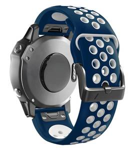 lot 14084 image: BEFIA 22mm Quickfit Watch Band for Garmin Fenix 567 Pro Solar Forerunner 935 745 965 955, Breathable Wristband for Garmin MARQ Descent Quatix Blue White