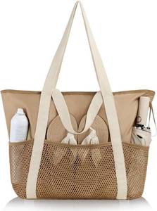 lot 14096 image: HOMESPON Beach Bag Large Waterproof Sandproof Tote for Women with Zipper and Mesh Pockets2 Sizes up to 41L, Wet-Dry Separation, Inner Security Pocket, Pool Cruise Yacht & Spa