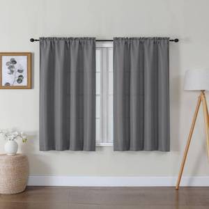 lot 14104 image: Lecloud Bessie Dark Grey Curtains 45 Inch Length 2 Panels, Light Filtering Curtains for Bedroom, Faux Linen Textured Window Drapes Rod Pocket, Window Treatments for Small Windows, Each 30 W x 45 L