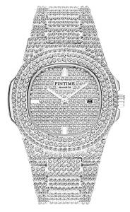 lot 14109 image: Gosasa Luxury Unisex Watch Crystal Diamond Watches Big Face Womens Mens Quartz Watch Gold Silver Rose Gold Color Stainless Steel Bracelet Band (Silver)
