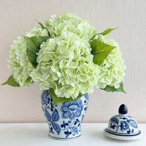 lot 14112 image: ZYTUYO Real Touch Light Green Artificial Hydrangeas Flower 21 inches, 4 Pcs