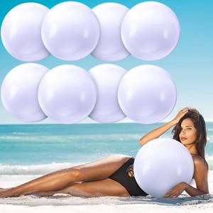 lot 14114 image: Sinmoe 8 Pieces Large Giant Inflatable White Beach Balls 16 Inch Blow up Beach Ball Party Supplies Large Floating Ball for Summer DIY Paint Craft for Pool Hawaii Luau Birthday Party