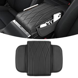 lot 14125 image: SINGARO Car Center Console Cover Pad, Universal Leather Waterproof Thick Arm Rest Cover for Car with 2 Storage Bags, Car Interior Accessories for Most Vehicles, Cars, SUVs, Trucks (Black)