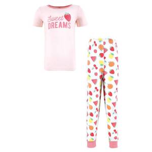 lot 14128 image: Hudson Baby Infant Girls Cotton Pajama Set, Fruit Salad Dreams, 4T