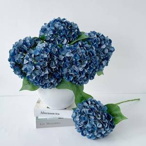 lot 14134 image: ZYTUYO 5 Pcs Dark Blue Silk Hydrangeas Artificial Flower Boho Dried Touch 20 Faux Hydrangeas for Fall Indoor Home Decor Kitchen Living Room Outdoor Porch Wedding Flower Arrangement