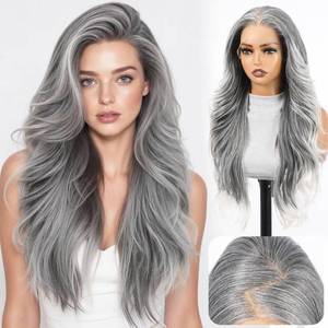 lot 14147 image: Luwila Ombre Gray 13x4 HD Lace Front Wigs for Women Long Layered Wig