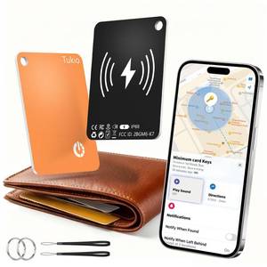 lot 14150 image: Wallet Tracker Card, Slim Card Tracker for Wallet Compatible with Apple Find My (iOS only), Bluetooth Tracker IP68, Rechargeable Item Finder for Keys, Passport, 2pack Black-OrangeApple MFi Certified
