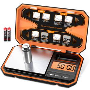 lot 14162 image: Digital Pocket Scale, High-Precision 500g x 0.01g Gram Scale with 50g Calibration Weight, Mini 6 Units Jewelry Scale with LCD Display, Tare Function for Food, Jewelry, Coin, Coffee, Battery Included