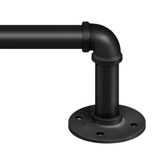 lot 19213 image: Zeerobee 1 Inch Industrial Wrap Around Curtain Rods, Black, 66-120