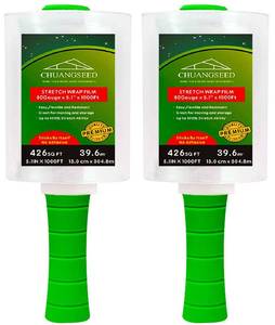 lot 19218 image: 2-Pack Industrial Mini Clear Stretch Wrap Film 80 Gauge 5.1 1000ft for Pallet Wrap with Plastic Handle,Durable Self-Adhering Packing,Moving,Packaging,Heavy Duty Shrink Film Chuangseed