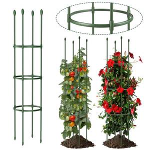 lot 19220 image: Round Heavy Duty Tomato Cage - 55 Inch Steel Core Plastic Coated Garden Trellis, 4-Post Rustproof Plant Support for TomatoCucumberBeans, No Tools Snap Assembly, Spare Parts Available 1PS