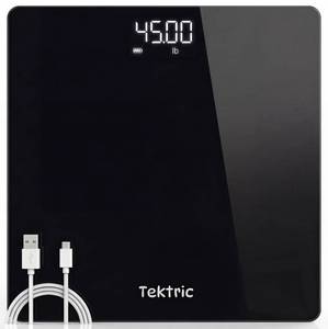 lot 19221 image: Digital Bathroom Scale for Body Weight - Highly Accurate Weight Scale for People with LED Display, Rechargeable Battery, 400 lb Capacity, Step-On Technology, KGLB, C-Type Cable