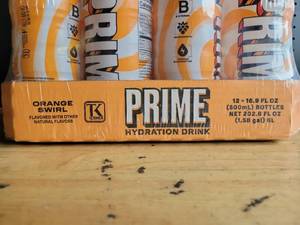 lot 19232 image: Prime Hydration Drink Orange Swirl 12 Pack 16.9 FL OZ Bottles