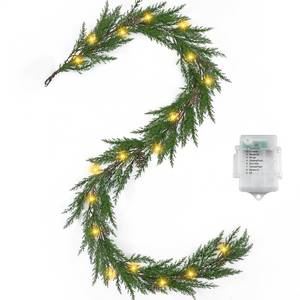 lot 19234 image: Artgar Christmas Cedar Garland, 6 Ft Prelit Christmas Garland
