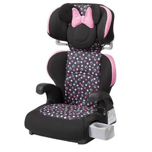 lot 19237 image: Disney Baby Pronto Belt-Positioning Booster Car Seat - Modern Minnie Ultra-Compact, Forward Facing, Includes Cup Holder