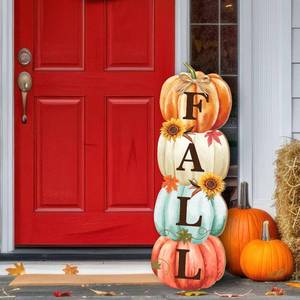 lot 19240 image: Outdoor Fall Decorations for Porch, Fall Front Porch Decor, Fall Decorations Outdoor Pumpkin sign, Stacked Pumpkins Standing Hanging Sign for Harvest Autumn Thanksgiving Home Yard Farmhouse