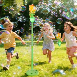 lot 19250 image: Automatic Flower Bubble Machine for Kid,Rechargeable Sun Flower Bubble Maker with Lights for Parties, 28in to 41in Adjustment Height Bubble Machine for Toddlers,Idea for Outdoor Wedding Birthday Gift