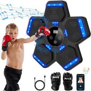 lot 19259 image: Music Boxing Machine, Wall Mounted Bluetooth Punching Pad with Gloves