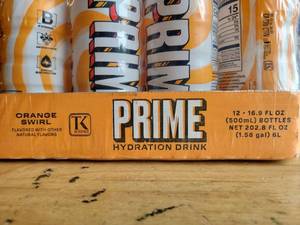 lot 19261 image: Prime Orange Swirl Hydration Drink 12-Pack 16.9 FL OZ Bottles