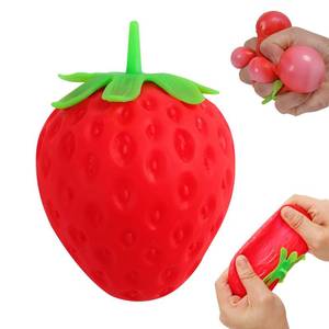 lot 20235 image: Squeezable Fruit Ball Realistic Strawberry Model, Strawberry Slow Rising Fidget Squeezesunny Days Squeezy Strawberry, Model Party Favor Slow Rise Pressure Release Adults