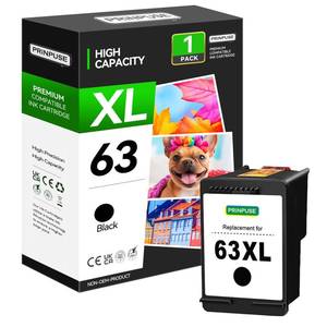 lot 20236 image: PRINPUSE 63XL Black Ink Cartridge Replacement for HP 63 Black Ink Cartridge