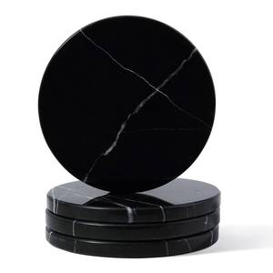 lot 20246 image: Koville Marble Coaster Set of 4, Round Coasters, 4 Stone Coaster for Drinks Coffee, White Marble Coasters for Coffee Table Home Bar Decor, Heat Resistant, Gift Choice(Black) (3 ONLY)