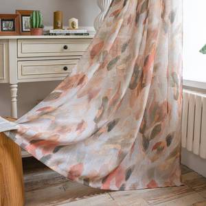 lot 20247 image: MEETSKY Floral Linen Curtains for Living Room - Light Filtering Curtain 84 inches Long Privacy Protect Grommet Drapes for BedroomDining Room, 52 Wide, Coral and Orange, 2 Panels