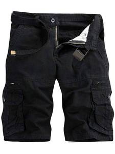 lot 20252 image: AKARMY Mens Lightweight Multi Pocket Cotton Casual Cargo Shorts,Outdoor Twill Camo Shorts with Zipper Pockets(No Belt) Black Size 32