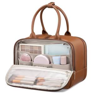 lot 20262 image: LOVEVOOK Travel Toiletry Bag for women, Leather Large Wide-open Makeup Bag, Waterproof Cosmetic Bag Organizer for Shower, Traveling, Toiletries, Bathroom