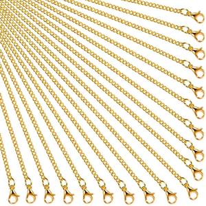 lot 20265 image: Hicarer 24 Pack Gold Plated Necklace Chain for Women Bulk 16-26 Inch 2 mm Gold Plated DIY Cable Link Chains for Jewelry Making with Lobster Clasps for DIY Necklace Jewelry Making Supplies(18 Inch)