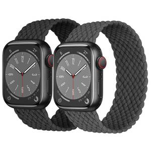 lot 20268 image: 2 Pack Braided Solo Loop For Apple Watch Band 40mm 41mm 42mm 44mm 45mm 46mm 38mm 49mm Ultra 3 2 Women men,Stretchy Woven Nylon Elastic Strap Wristbands For iWatch Series 11109876543SE 2SE 3
