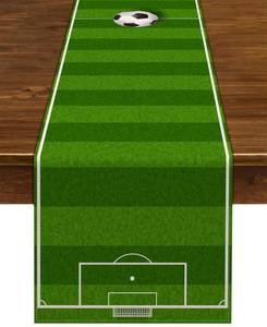 lot 20273 image: Nepnuser Linen Soccer Table Runner Sport Table Decoration Boy Soccer Birthday Party Supplies for Farmhouse Rustic Vintage Table Cover Home Kitchen Dining Room (13 x 72)