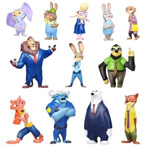 lot 20277 image: 12 Pcs Zootopia Cartoon Animal Figures Toys Set - City Adventure Themed Mini Action Figures Collection for Kids & Adult, Party Favors, Birthday Gifts