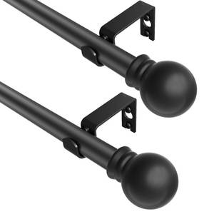 lot 20284 image: Black Curtain Rods 2 Packs for Windows 35- 46, Decorative Drapery Rod Adjustable, 58 inch Small Curtain Rod for Bedroom, Living Room, Kitchen and Outdoors