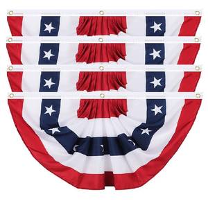 lot 20289 image: 2x4 Ft USA Pleated Fan Flag, American Flag Bunting for Outside, Patriotic Bunting Flags Indoor Outdoor for 4th of July Independence Day Memorial Day (4PCS)