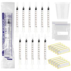 lot 20295 image: 20 Sets 1ml Colostrum Syringes with Caps No Needle Colostrum Collector Kit Include 20pcs 1ml Sterile Syringes, 20 Labels, 2 Storage Bags and 1 Measuring Cup