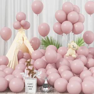 lot 20297 image: Jobkoo Boho Blush Pink Balloons - 12 Inch, 100 Pack Retro Vintage Latex Helium Balloons for Girl Baby Shower Anniversary Wedding Birthday Party Decor