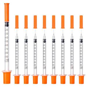 lot 20302 image: JIUPULL 30PACK U-100 Syringes, 30G 516 (8mm) 1mlcc Disposable Syringe, Individual Wrapped