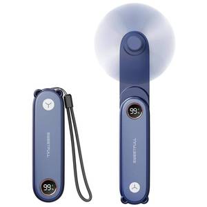 lot 20312 image: SWEETFULL Portable Handheld Mini Fan with LED Display, 3-in-1 Personal Foldable USB Rechargeable Hand Held Fan & Flashlight for Travel, Lash Eyelash, Cute Small Pocket for Women, Girls ( Black)